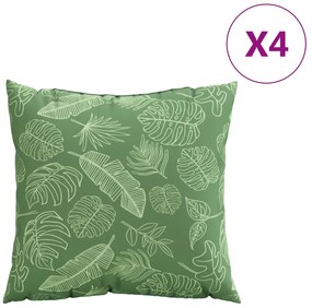 vidaXL Μαξιλάρια 4 τμχ Μοτίβο Φύλλου 60x60 εκ. Ύφασμα