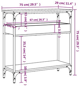 ΤΡΑΠΕΖΙ ΚΟΝΣΟΛΑ ΜΕ ΡΑΦΙ ΓΚΡΙ SONOMA 75X29X75 ΕΚ. ΕΠΕΞΕΡΓ. ΞΥΛΟ 837715