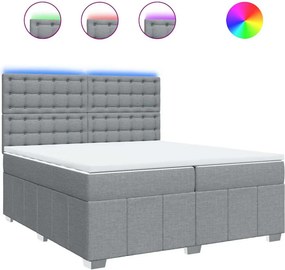 vidaXL Κρεβάτι Boxspring με Στρώμα Ανοιχτό Γκρι 200x200 εκ. Υφασμάτινο