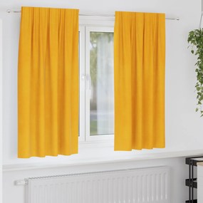 vidaXL Κουρτίνες 2 pcs κίτρινο μουσταρδί 140 x 175 cm Βελούδο