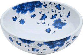 vidaXL Νιπτήρας Λευκός και Μπλε Φ41x14 εκ. Κεραμικός