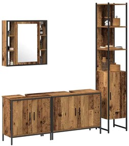 vidaXL Σετ Επίπλων Μπάνιου με ράφι Άλλο 4 pcs Καφέ 33 x 33 x 185.5 εκ