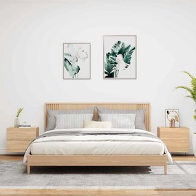 vidaXL Κομοδίνα Επιτοίχια με Φώτα LED 2 τεμ. Sonoma Δρυς