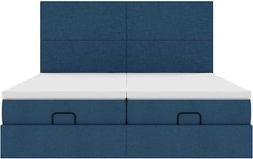 vidaXL Οθωμανικό κρεβάτι με στρώματα μπλε 200x200cm ύφασμα