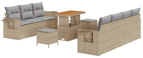 vidaXL Σετ Καναπέ Κήπου 10 pcs Μπεζ συνθετικό ρατάν