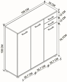 Παπουτσοθήκη - Ντουλάπι Polly Megapap χρώμα pine oak 108x35x108εκ.
