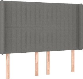 vidaXL Κρεβάτι Boxspring με Στρώμα &amp; LED Σκ.Γκρι 140x190εκ. Υφασμάτινο