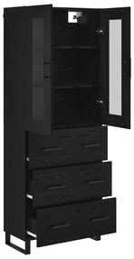 vidaXL Highboard με συρτάρι 2 pcs Μαύρη Οξυά Σύνθετο Ξύλο και Γυαλί