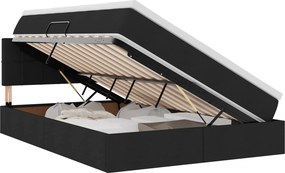 vidaXL LED Κρεβάτι αποθήκευσης με στρώμα Μαύρο 140 x 200 cm Ύφασμα