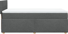 vidaXL Κρεβάτι Boxspring με Στρώμα Σκούρο Γκρι Single Υφασμάτινα