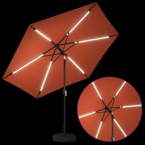 vidaXL Ομπρέλα Κήπου με LED Φώτα και Βάση 300 x 300 cm Πολυεστέρας