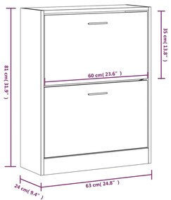 Παπουτσοθήκη Μαύρη 63x24x81 εκ. από Επεξεργασμένο Ξύλο - Μαύρο