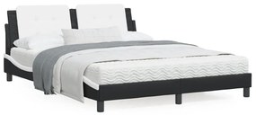 Πλαίσιο Κρεβατιού με Κεφαλάρι Μαύρο/Λευκό 160x200εκ Συνθ. Δέρμα - Λευκό