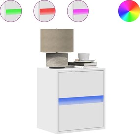 vidaXL Κομοδίνα Επιτοίχια με Φώτα LED 2 τεμ. Λευκά