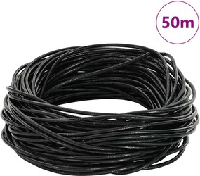 vidaXL Δερμάτινο σχοινί 1 Μαύρο Ø2 χιλ. x 50 μ. Δέρμα