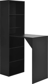 vidaXL Τραπέζι Μπαρ με Ράφι Μαύρο 115 x 59 x 200 εκ.