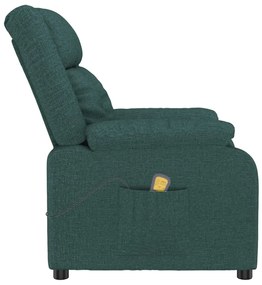 vidaXL Πολυθρόνα Μασάζ Σκούρο Πράσινο Υφασμάτινη