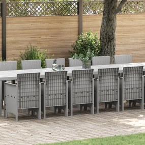 vidaXL Σέτ φαγητού για κήπο 17 pcs Ανοιχτό γκρι Rattan Polt