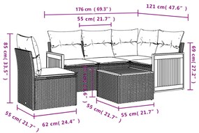 vidaXL Καναπές Κήπου 6 Τεμαχίων Μαύρο από Συνθετικό Ρατάν με Μαξιλάρια