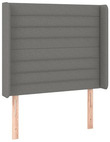 vidaXL Κρεβάτι Boxspring με Στρώμα &amp; LED Σκ.Γκρι 90x200 εκ. Υφασμάτινο