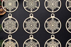 Σετ των 3 Intra απο ξύλο plywood 3mm-4mm πάχος Χριστουγεννιάτικο στολίδι Δίασταση 8x8 cm INTRAFABR-79668084