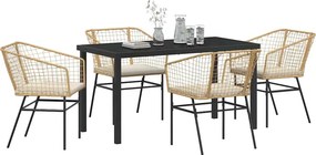 vidaXL Σέτ φαγητού για κήπο 5 pcs Καφέ συνθετικό ρατάν