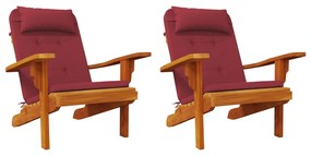 vidaXL Μαξιλάρια Καρέκλας Adirondack 2 τεμ. Μπορντό από Ύφασμα Oxford