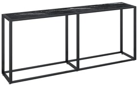 vidaXL Τραπέζι Κονσόλα Μαύρο Όψη Μαρμάρου 180x35x75,5 εκ. Ψημένο Γυαλί
