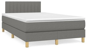 Κρεβάτι Boxspring με Στρώμα Σκούρο Γκρι 120x200 εκ. Υφασμάτινο - Γκρι