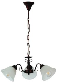 Κρεμαστό Φωτιστικό Οροφής 3xΕ27 Γυαλί Λευκό Μέταλλο Πατίνα PDC 2261 Arlight-104297-Καφέ 0104297