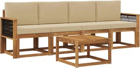 vidaXL Σειρά Καναπέ Εξωτερικού με μαξιλάρι 4 pcs Φυσικό