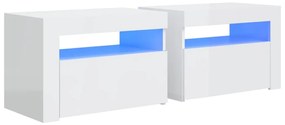 vidaXL Κομοδίνα 2 τεμ. Γυαλιστερό Λευκό 60 x 35 x 40 εκ. με LED