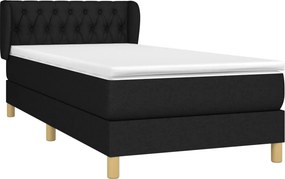 vidaXL Κρεβάτι Boxspring με Στρώμα Μαύρο 90x200 εκ. Υφασμάτινο