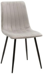 Καρέκλα Τραπεζαρίας Noor με Γκρί Βελούδο και Μαύρο Μεταλλικό πόδι 44x53x86εκ. 4αδα 44x53x86 εκ.