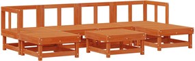 vidaXL Σετ Ξαπλώστρας Κήπου 7 pcs Κερωμένο Καφέ Στερεό πεύκο