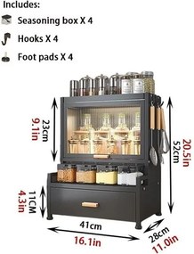 Ντουλάπι οργάνωσης κουζίνας διώροφο - 11908 - 114029 - Black