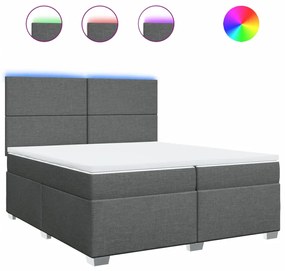 vidaXL Κρεβάτι Boxspring με Στρώμα Σκούρο Γκρι 200x200 εκ. Υφασμάτινο