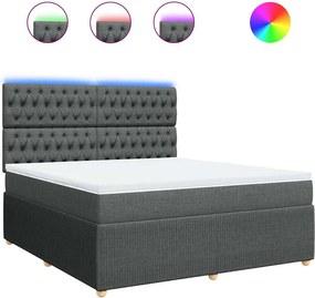 vidaXL Κρεβάτι Boxspring με Στρώμα Σκούρο Γκρι 180x200 εκ Υφασμάτιν