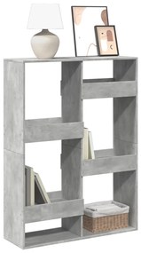 Βιβλιοθήκη Γκρι Σκυροδέματος 100x33x135 εκ. Επεξεργ. Ξύλο