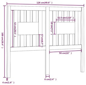 vidaXL Κεφαλάρι Γκρι 126 x 4 x 100 εκ. από Μασίφ Ξύλο Πεύκου