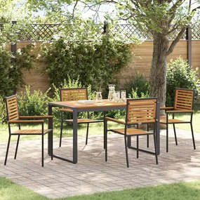 vidaXL Σέτ φαγητού για κήπο 5 pcs Μαύρο, Ξύλο 140 x 80 x 75 cm