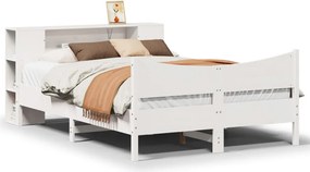 vidaXL Σκελετός Κρεβ. Χωρίς Στρώμα Λευκό 135x190 εκ Μασίφ Πεύκο