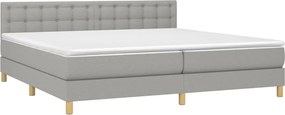 vidaXL Κρεβάτι Boxspring με Στρώμα &amp; LED Αν.Γκρι 200x200εκ. Υφασμάτινο