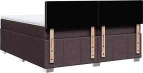 vidaXL Κρεβάτι Boxspring με Στρώμα Σκούρο Καφέ 200x200 εκ. Υφασμάτινο