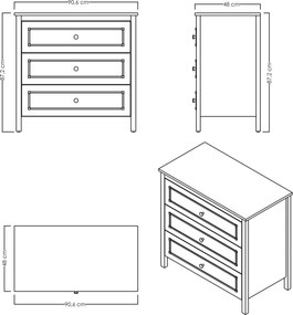 Συρταριέρα Γκρι / Δρυς PECRAL 90.6x48x87.2