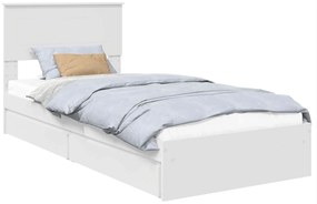 vidaXL Κρεβάτι Αποθήκης Λευκό 75 x 190 cm Επεξεργασμένο ξύλο