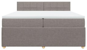 Κρεβάτι Boxspring με Στρώμα Taupe 200x200 εκ. Υφασμάτινο - Μπεζ-Γκρι