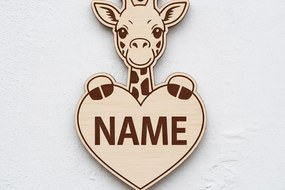 Intra απο ξύλο plywood 3mm-4mm πάχος - Giraffe Heart Name Keychain  Δίασταση 4x4 cm INTRAFABR-122895871