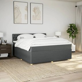 Κρεβάτι Boxspring με Στρώμα Σκούρο Γκρι 180x200 εκ Υφασμάτιν - Γκρι