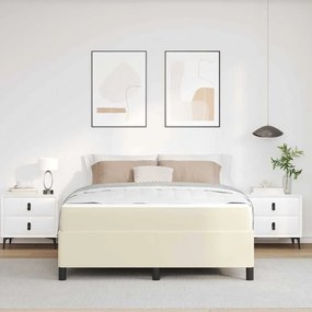 vidaXL Σκελετός Κρεβατιού με στρώμα Κρεμ 140 x 190 cm ύφασμα